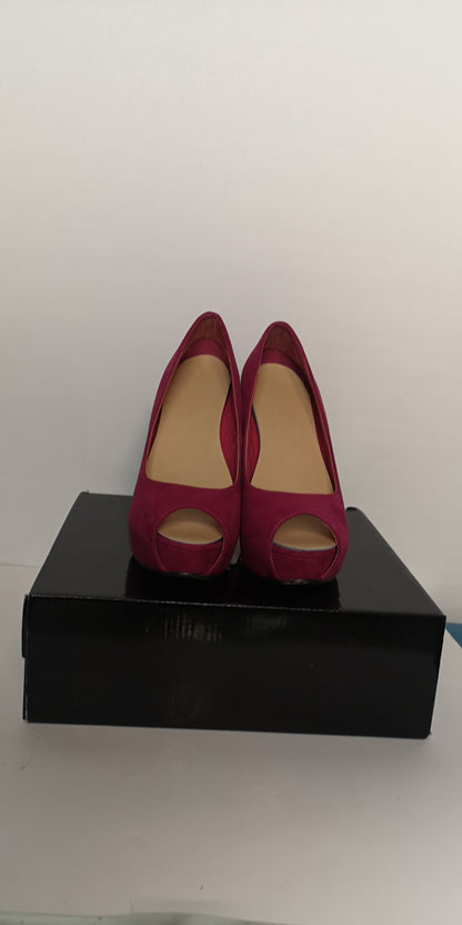 BNIB Shoe Box Boutique Pink Ladies Peep Toe Platform High Court Shoe Pink Size 5