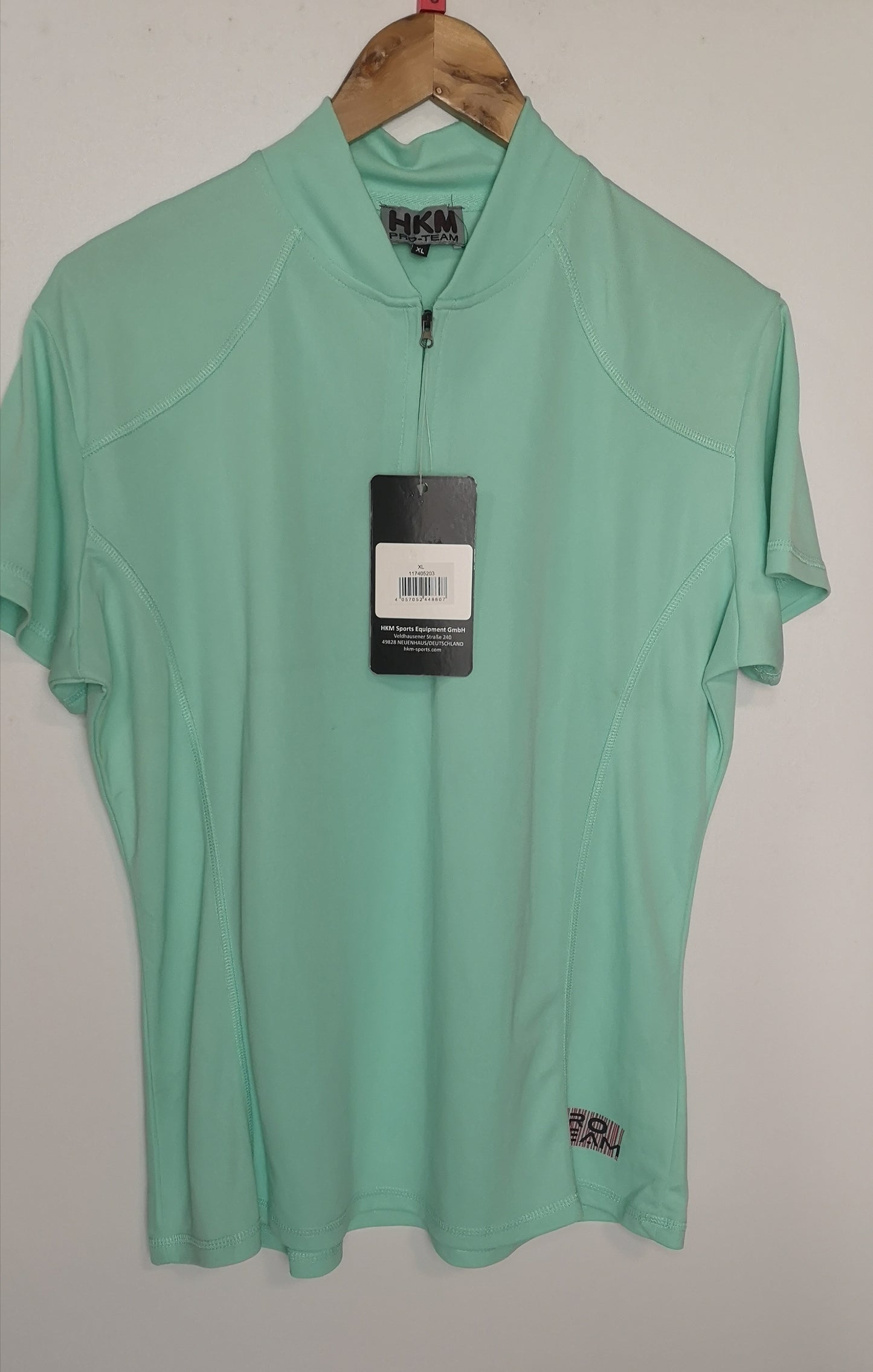 BNWT HKM Pro Team Equestrian Short Sleeve Turquoise Slim Fit Base Layer Size XL