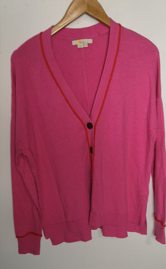 Boden V-Neck Relaxed Candy Pink Cardigan Size 10