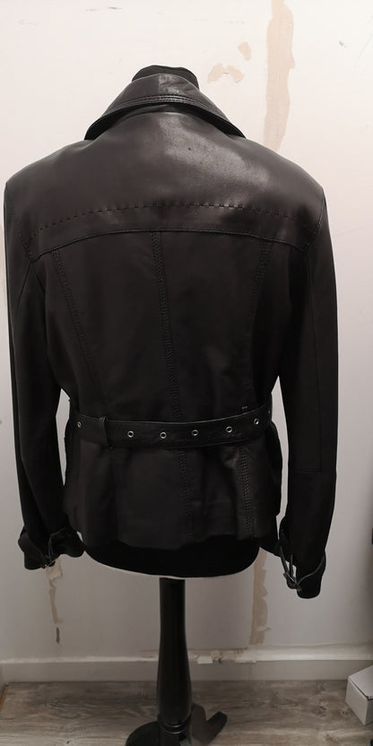 Fenn Wright Manson Black Leather Jacket Size 16