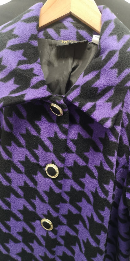 Bob Mackie Purple & Black Wool Coat Size 12