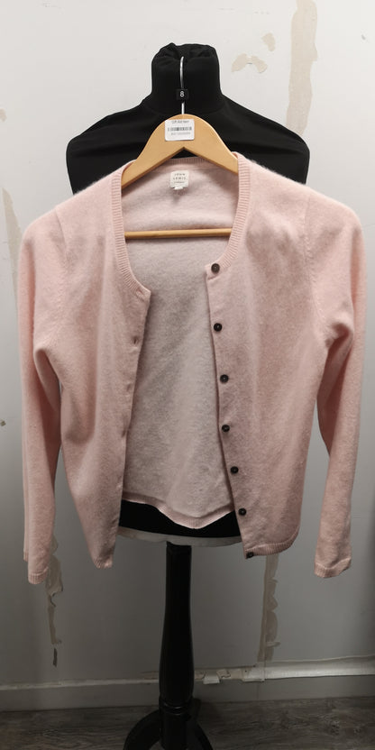 John Lewis Light Pink Cashmere Crew Neck Cardigan Size 8