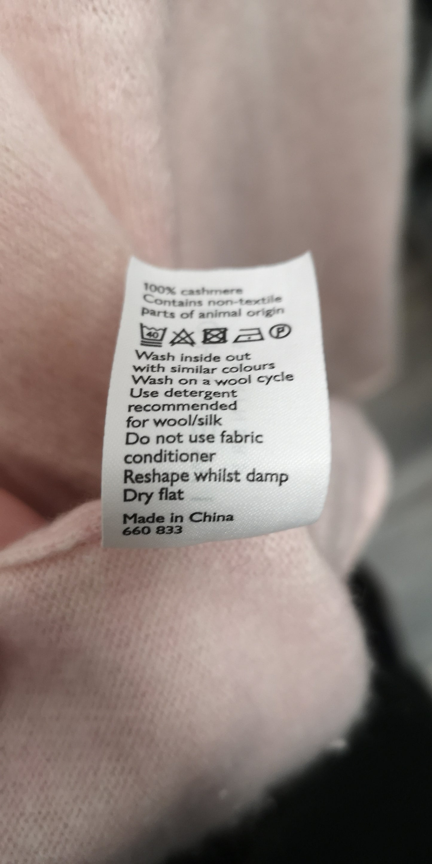 John Lewis Light Pink Cashmere Crew Neck Cardigan Size 8