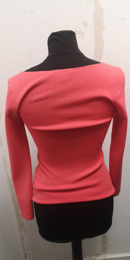 Ted Baker London Pink Cileste V-Neck Slim Fit Knit Top Size Small