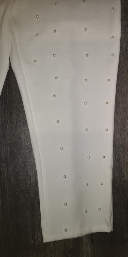 BNWT Boohoo White Pearl Detailed Tailored Trousers Size 16