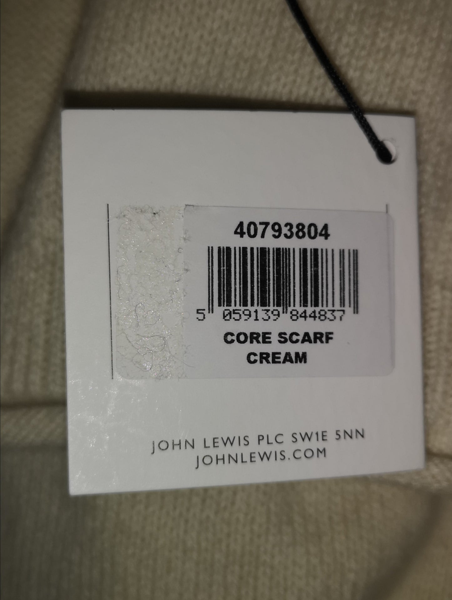 BNWT John Lewis Cream Cashmere Core Scarf