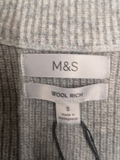 BNWT M&S Wool Rich Blend Grey Fleece Size S