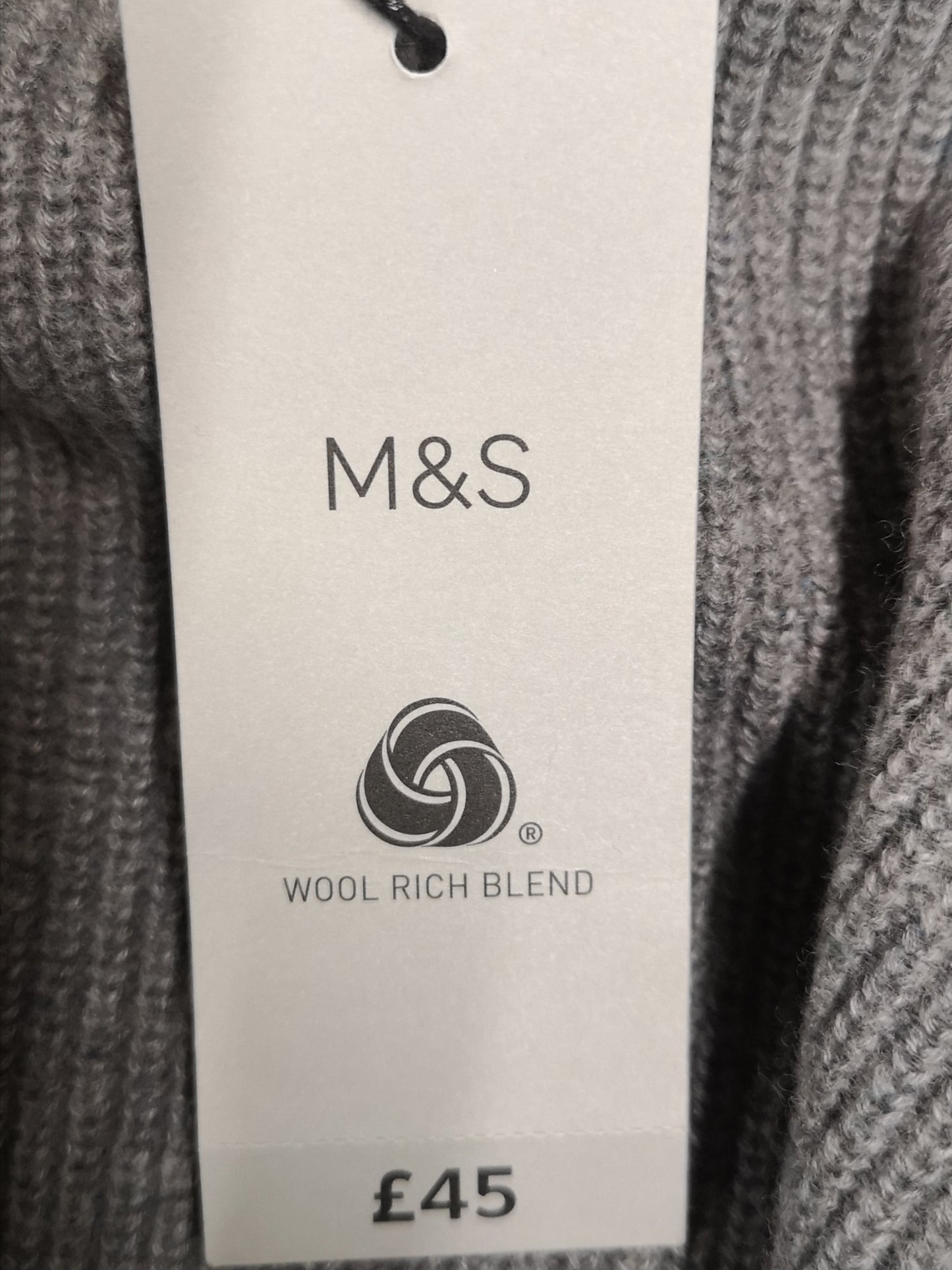 BNWT M&S Wool Rich Blend Grey Fleece Size S