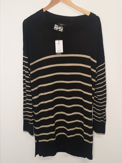 BNWT Spirit Black/Beige Crew Neck Jumper Size 12