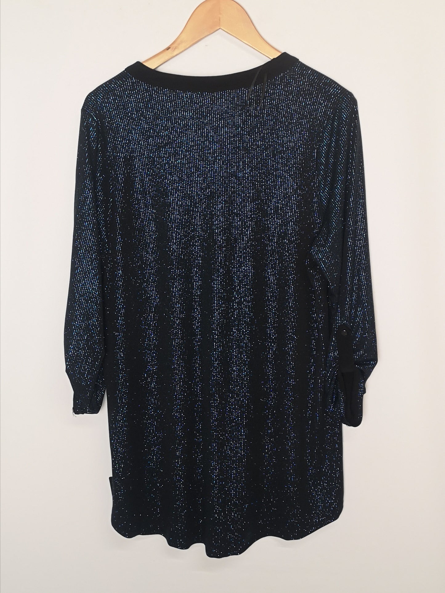 BNWT Roman Curve Black & Blue Glitter Stripe Dress Size 18