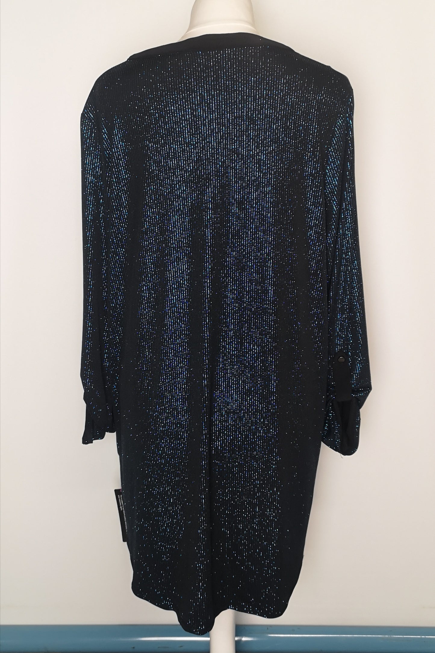BNWT Roman Curve Black & Blue Glitter Stripe Dress Size 18