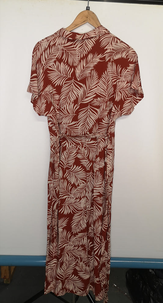 BNWT Isle Collection Orange Leaf Print Dress Size 12