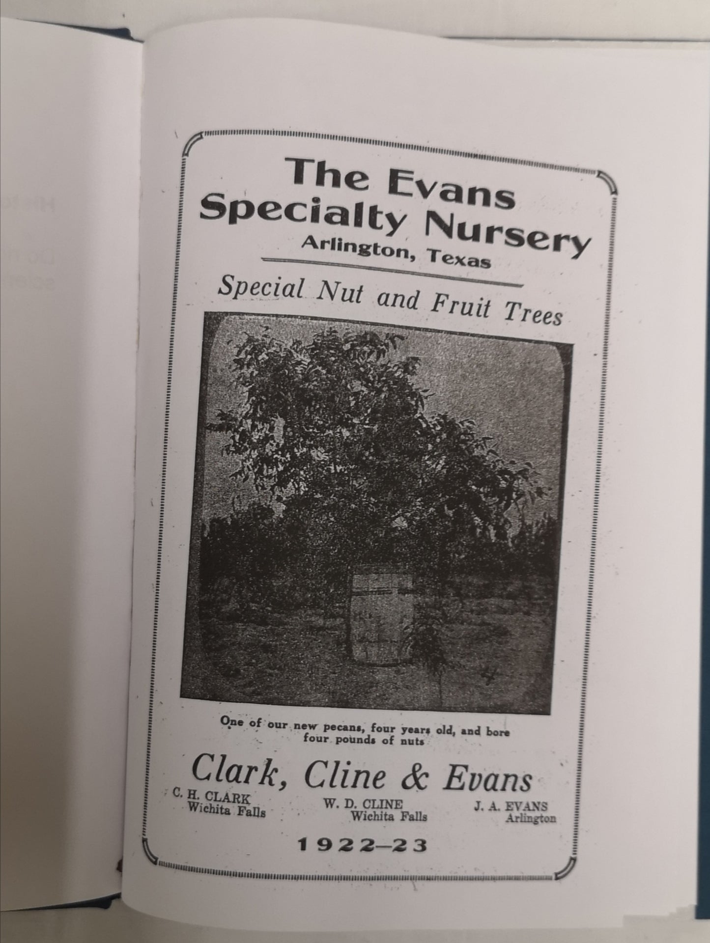 The Evans Specialty Nursery, Arlington, Texas: Special Nut & Fruit Trees, 1922-23