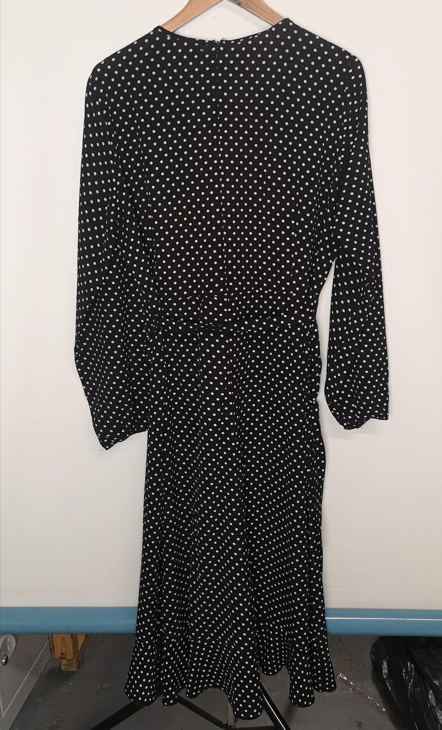 Mela London Black Polka Dot Long Sleeve Midi Dress Size 20