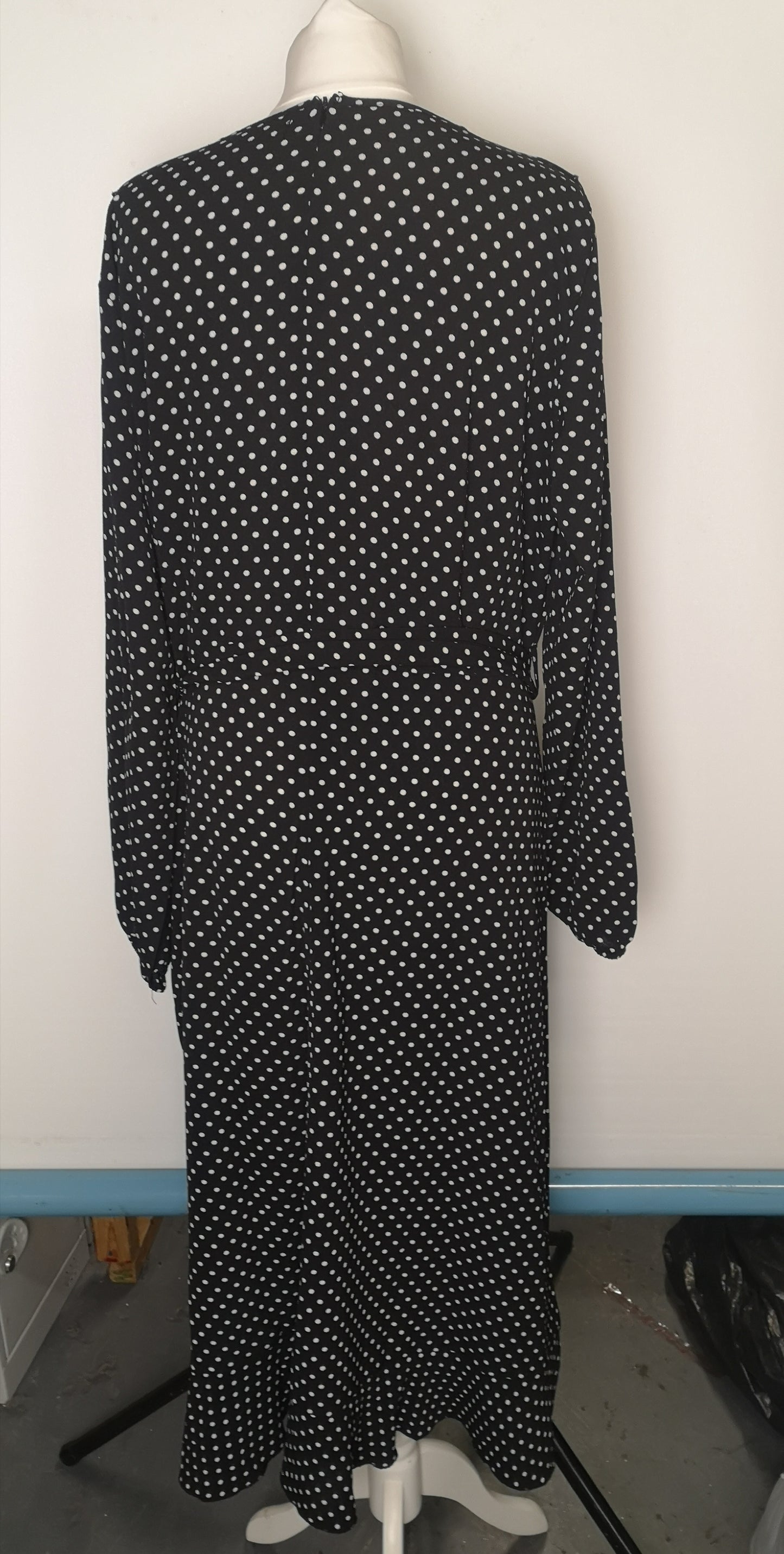 Mela London Black Polka Dot Long Sleeve Midi Dress Size 20