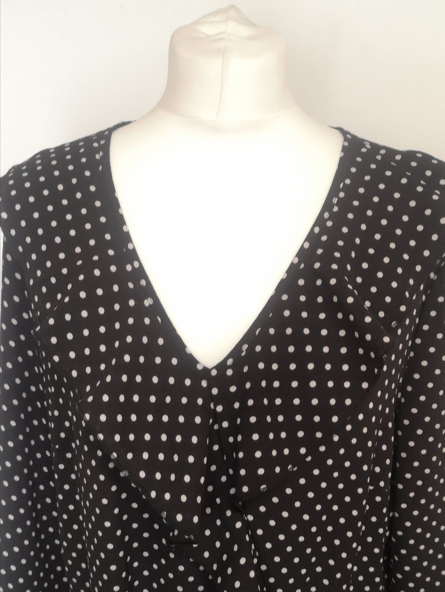 Mela London Black Polka Dot Long Sleeve Midi Dress Size 20