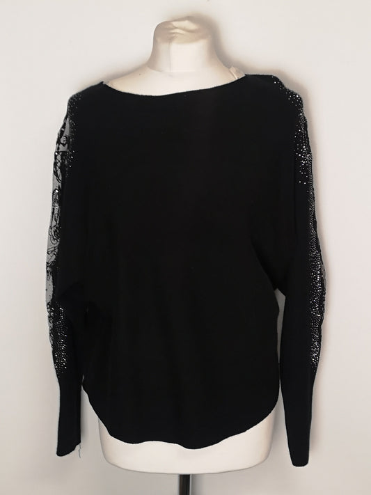 BNWT Black Embellished Apricot Jumper Size 12