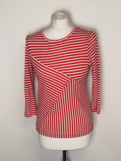 Betty Jackson Red/White Striped Top Size 14