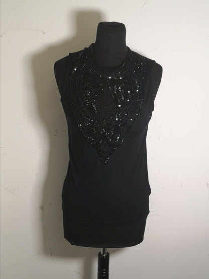 Lauren by Ralph Lauren Black Sequin Tank Top Size S