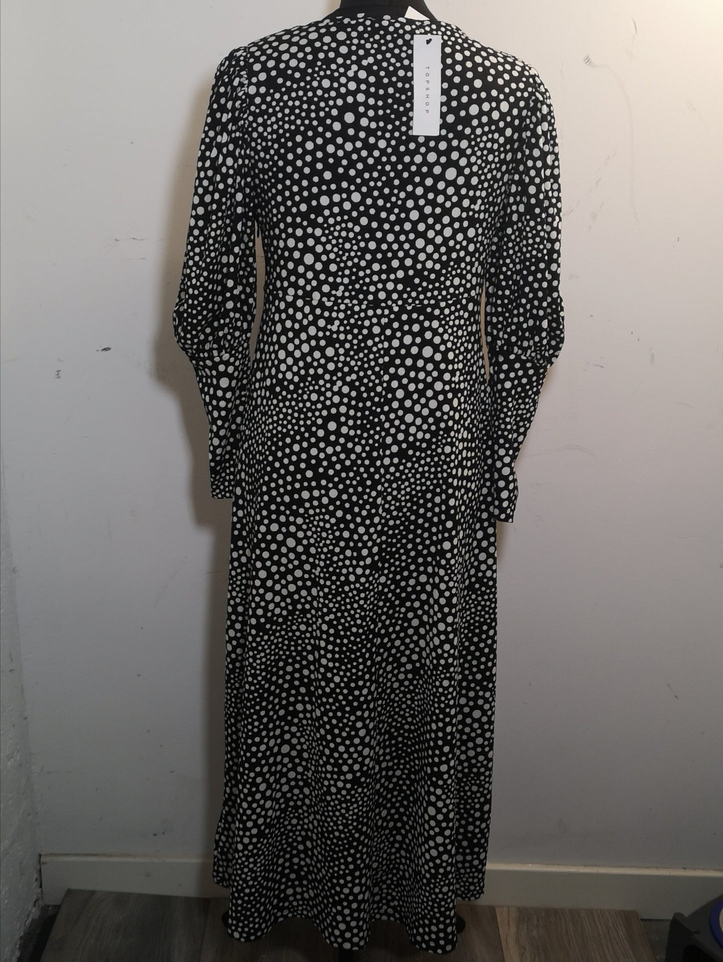 BNWT Topshop Black/White Polka Dot Maxi-Dress Size 12