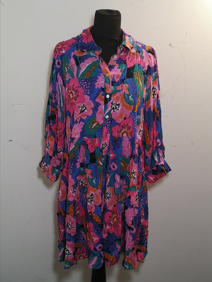 BNWT Yas Yasmilana 3/4 Shirt Pink Floral Dress Size 12