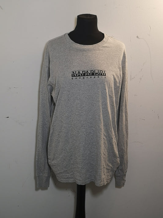 Napapijri Light Grey Long Sleeve T-Shirt Men's Size S