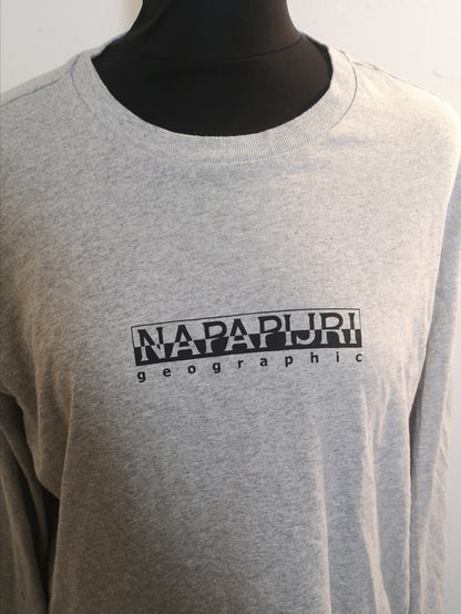 Napapijri Light Grey Long Sleeve T-Shirt Men's Size S