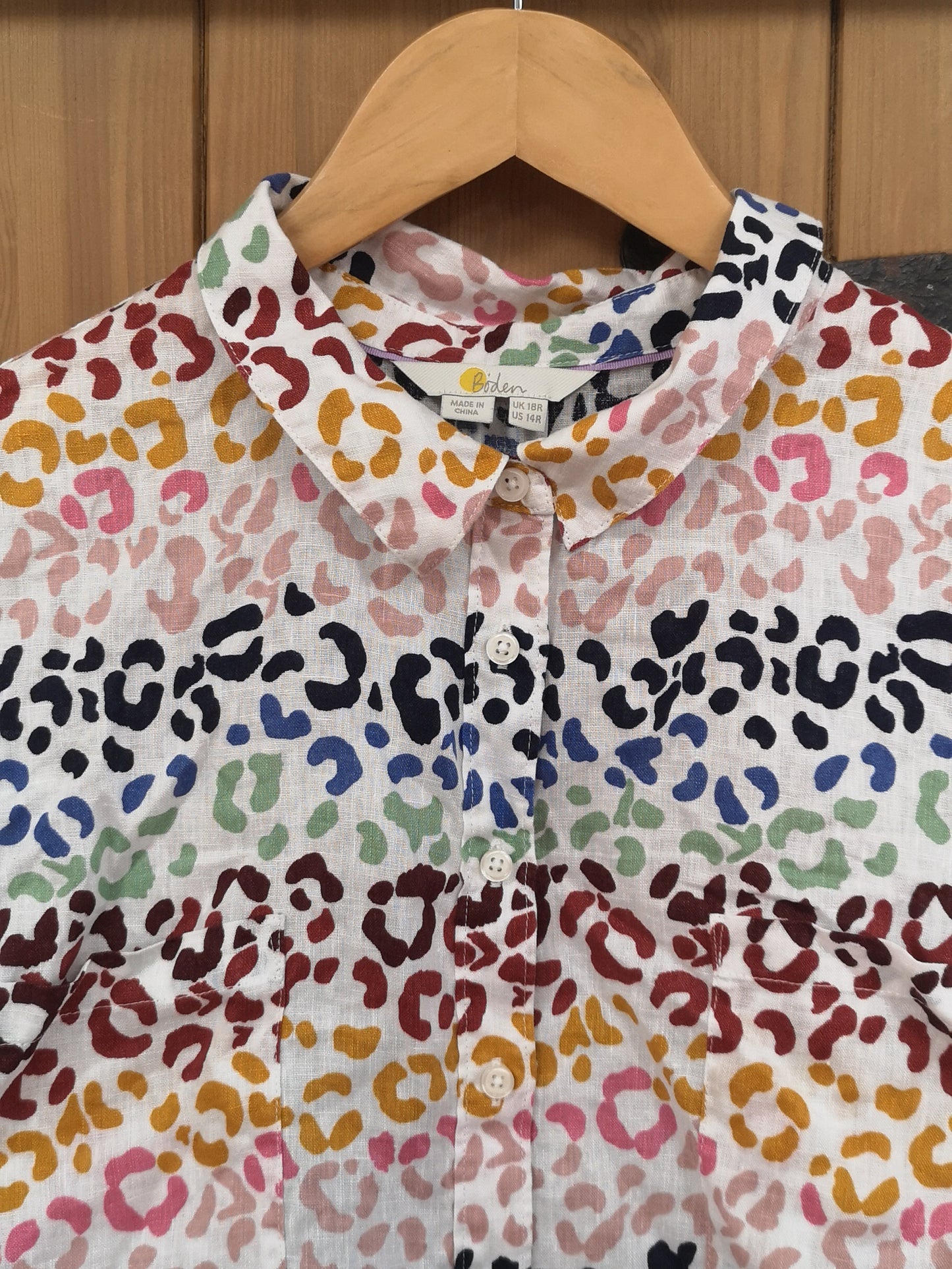 Boden Colourful Linen Shirt Size 18R