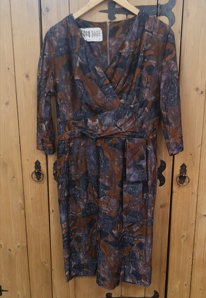 Peggy Page London Brown Silk Dress Size 14