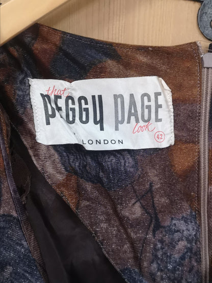 Peggy Page London Brown Silk Dress Size 14