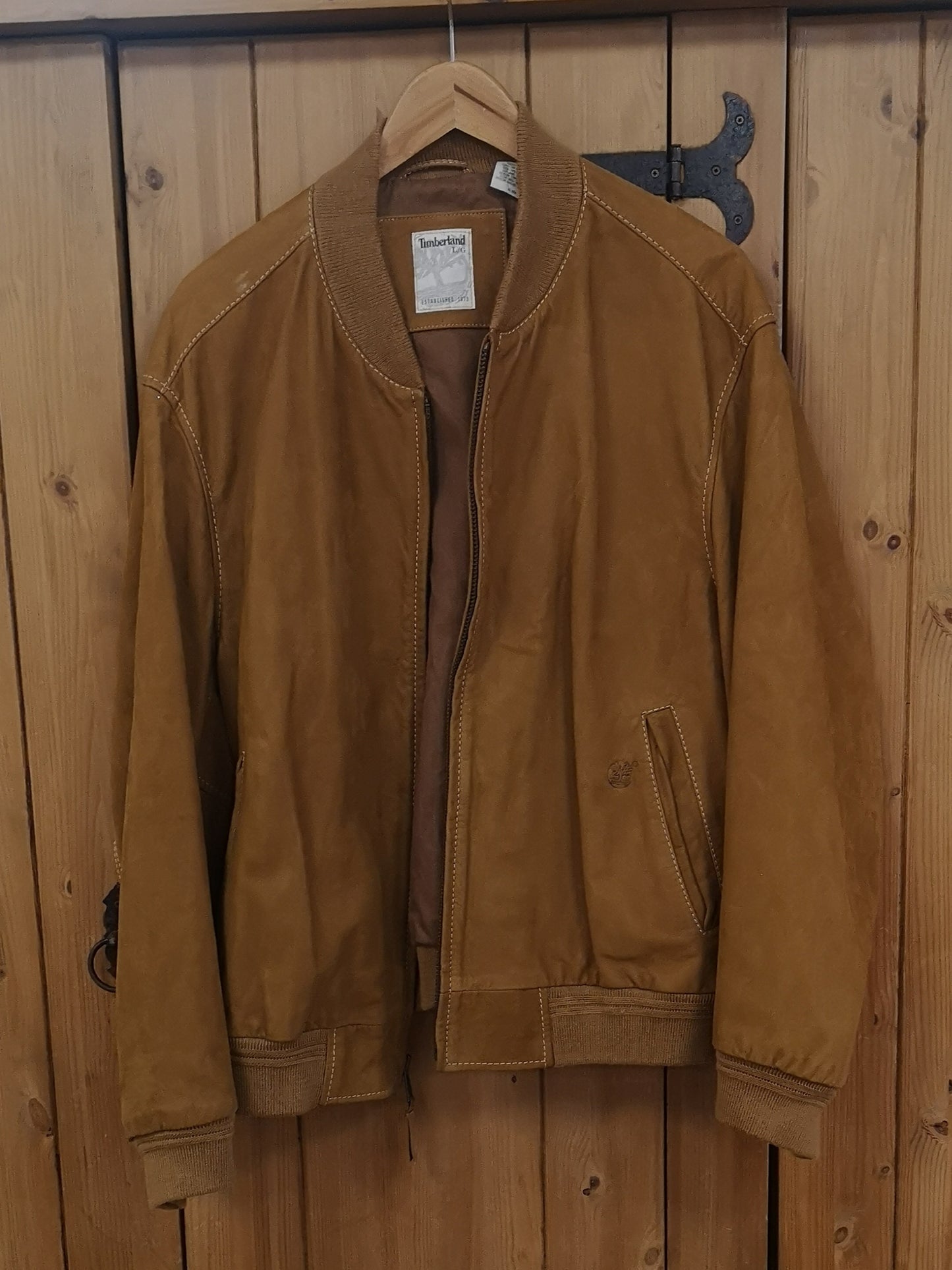 Timberland Genuine Camel Leather Jacket Size L