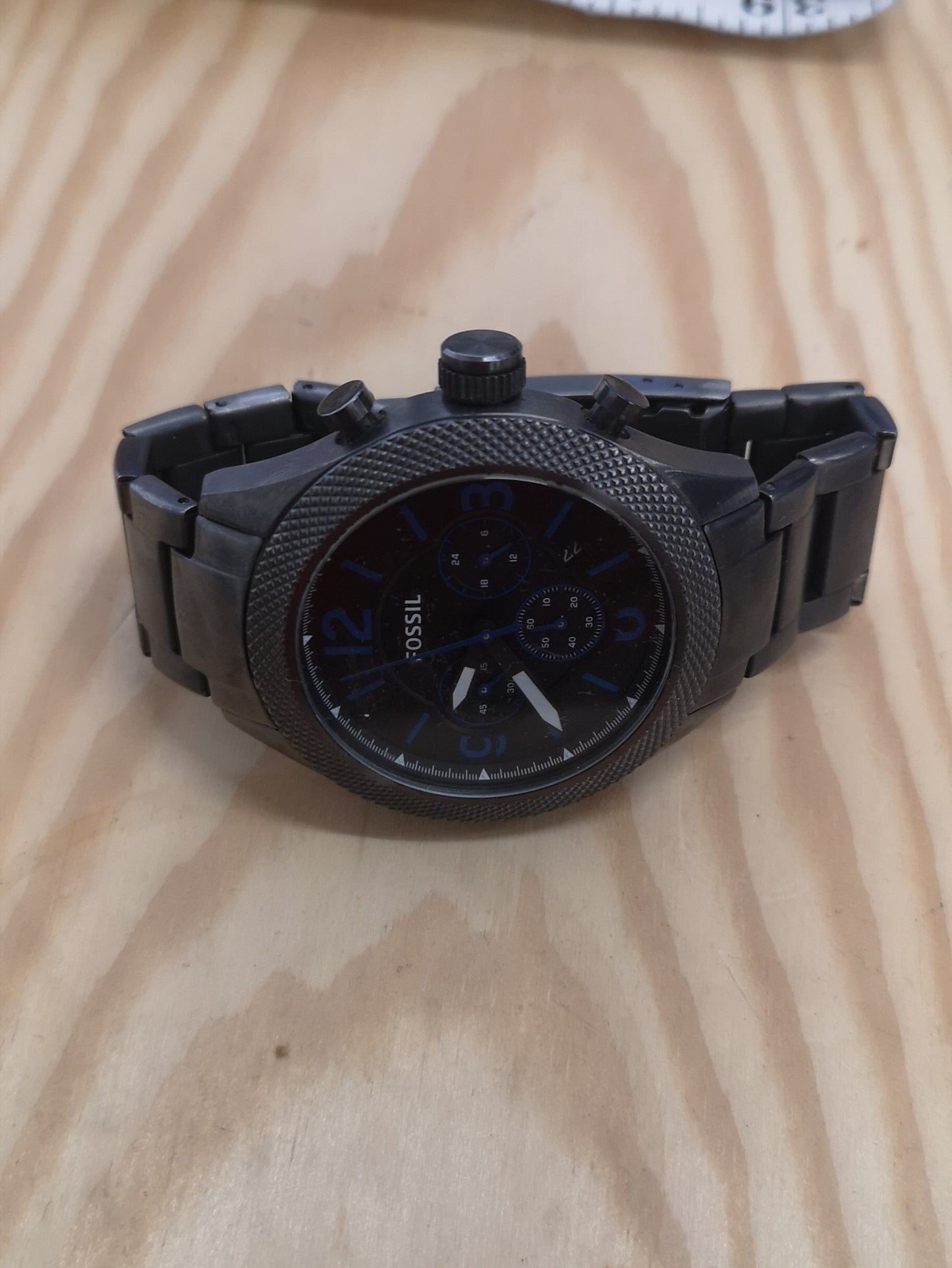 Fossil Men's Blue Face/Grey Strap Chronograph Watch