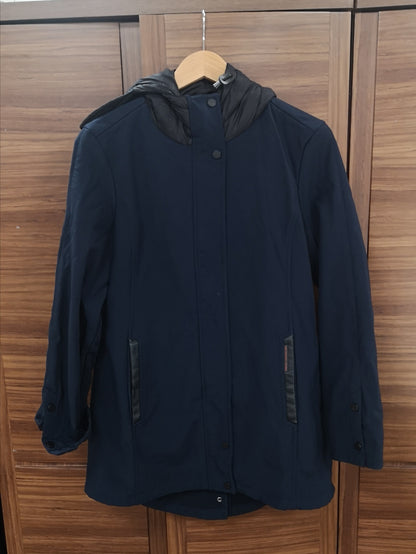 French Connection Blue Hooded Mac Coat Size M