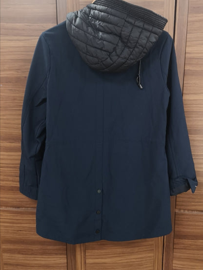 French Connection Blue Hooded Mac Coat Size M