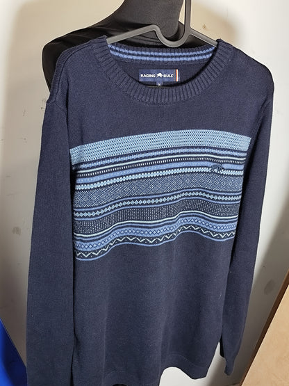 Raging Bull Fairsle Navy Panel Sweater | Size M