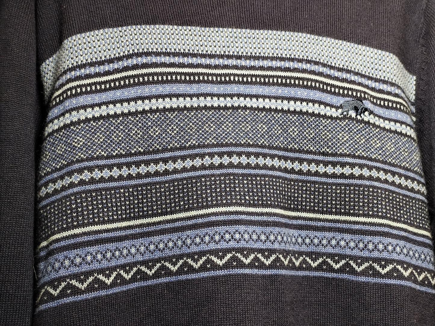 Raging Bull Fairsle Navy Panel Sweater | Size M