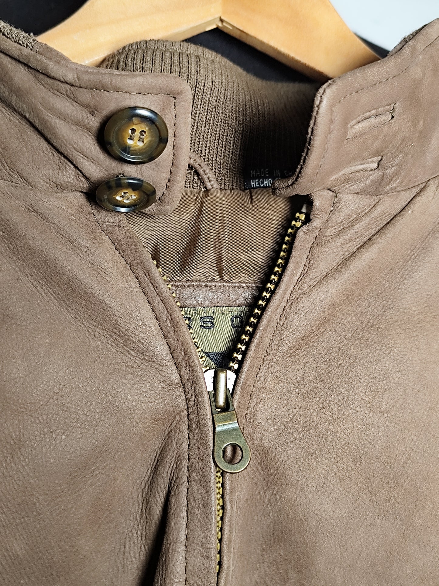 Members Only Brown Leather Jacket | Size L