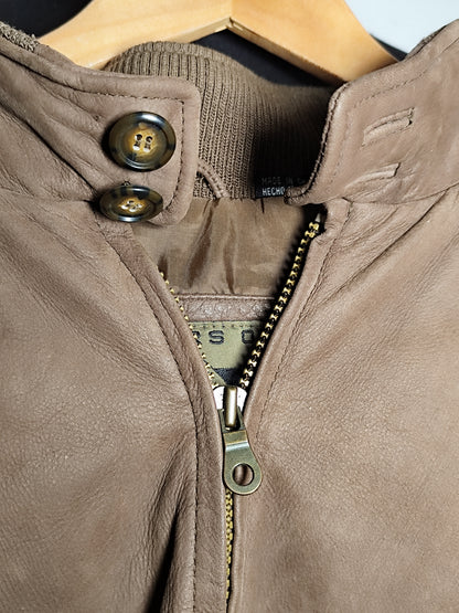 Members Only Brown Leather Jacket | Size L