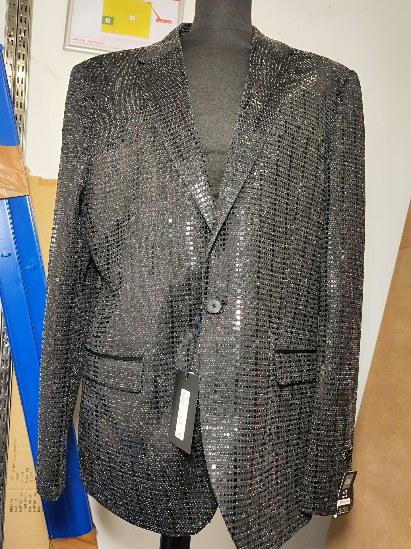 River Island Woman's Black Sequin Blazer | 44R