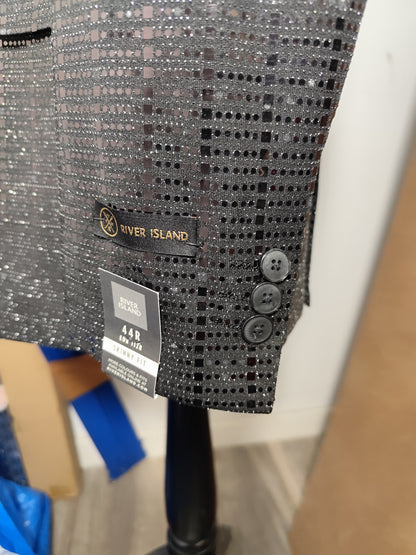 River Island Woman's Black Sequin Blazer | 44R