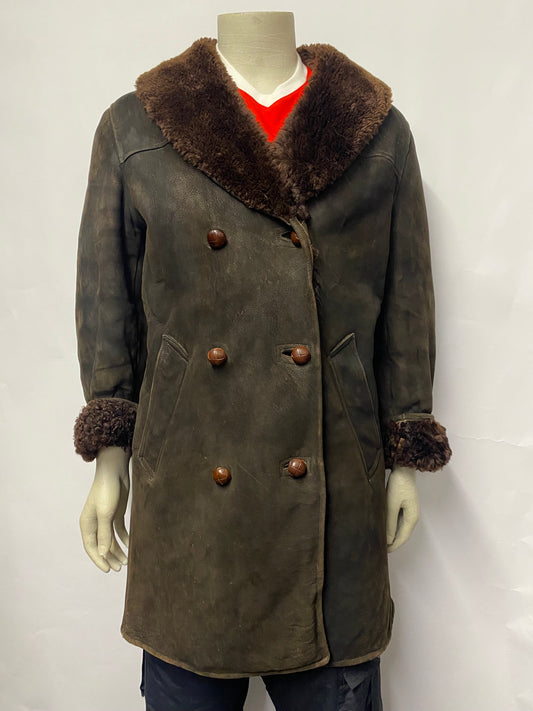 Vintage Unbranded Dark Brown Sheepskin Afghan Coat