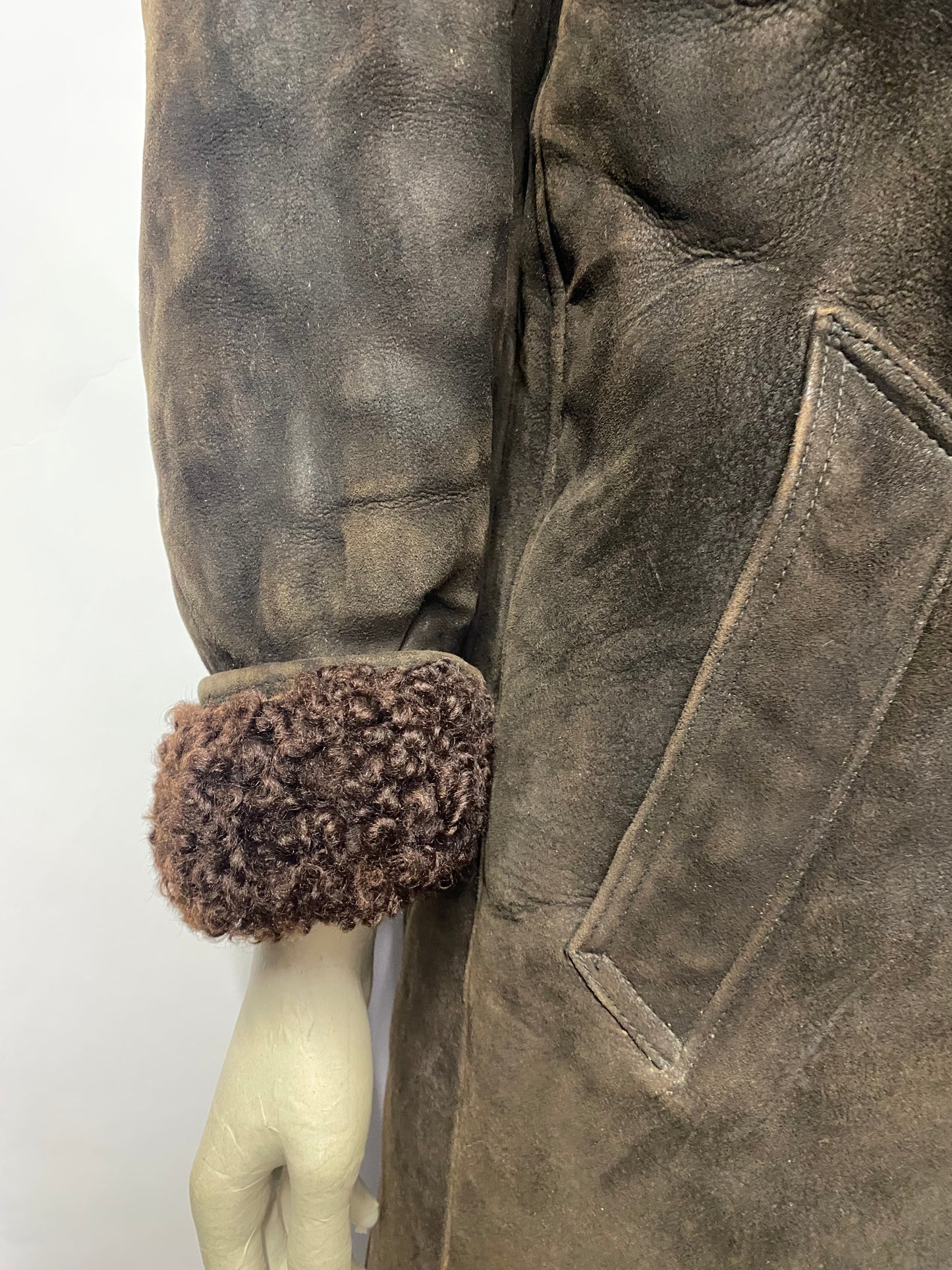 Vintage Unbranded Dark Brown Sheepskin Afghan Coat