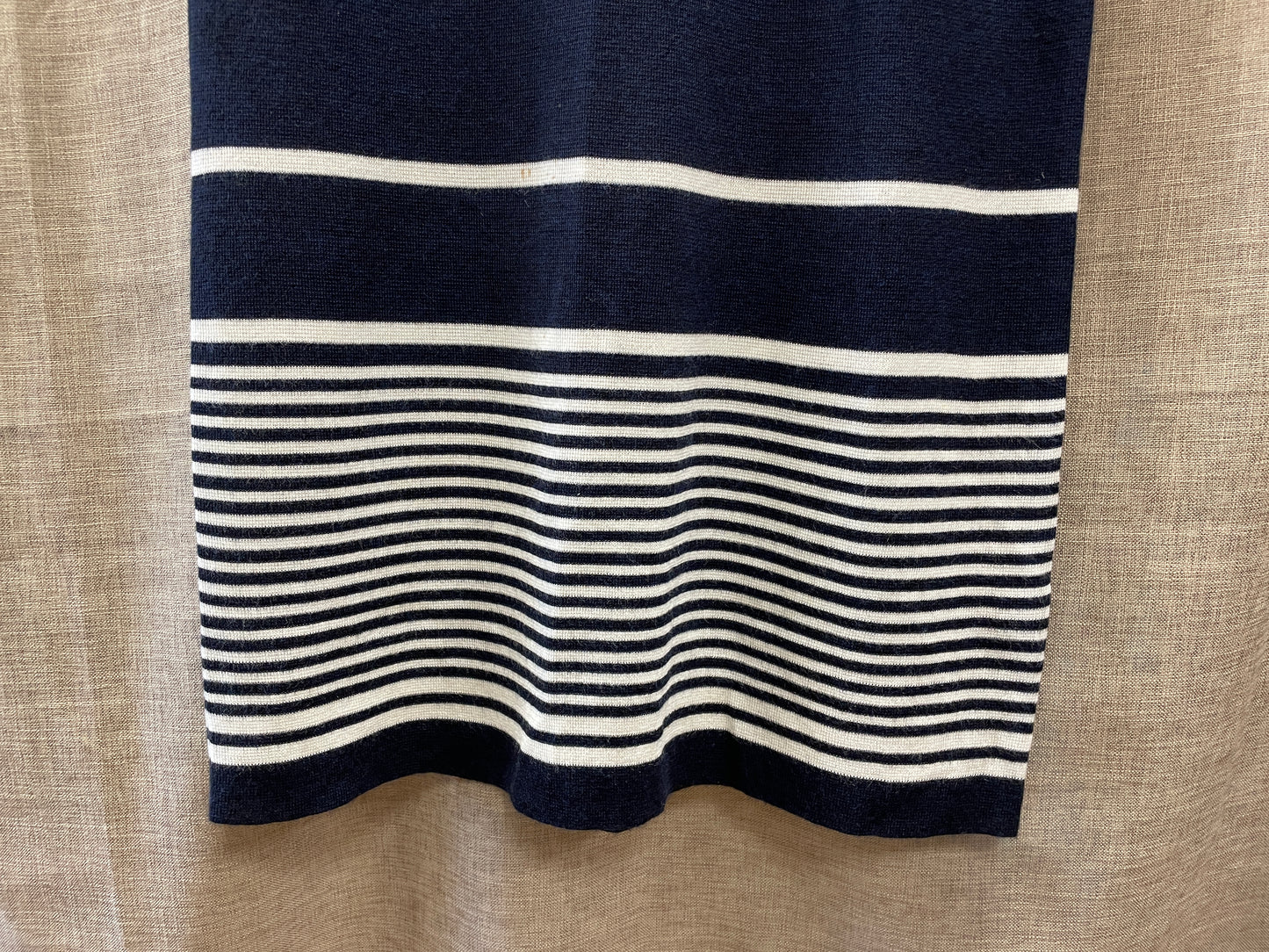 Jaeger Navy Striped Wool Mix Long Sleeve Jumper Dress Medium