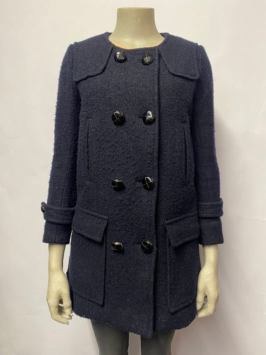 Isabel Marant Etoile Navy Wool Blend Double Breasted Overcoat 8