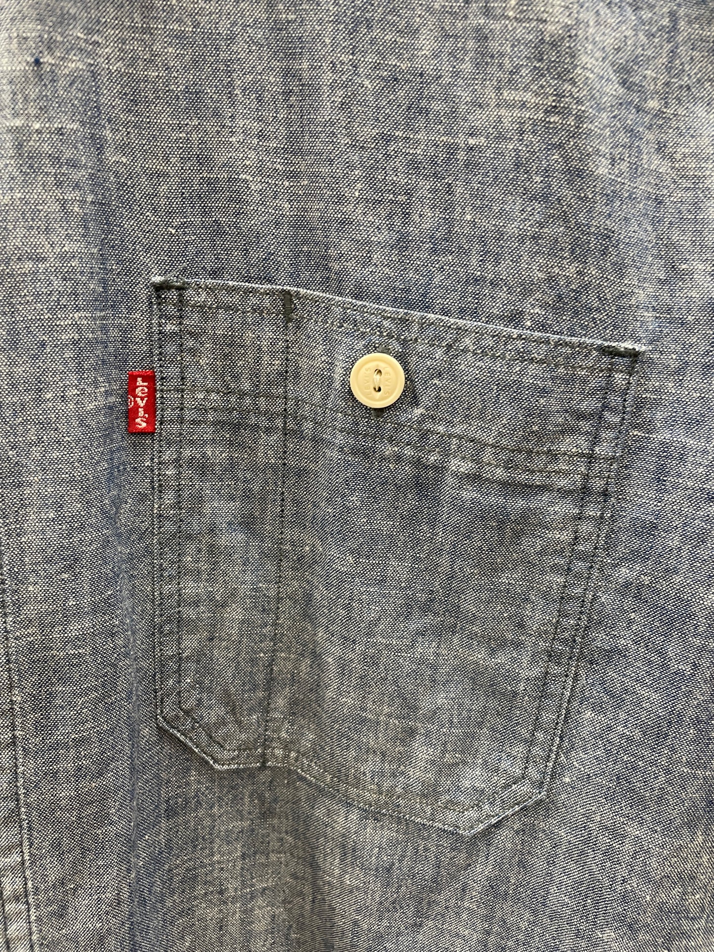 Levi's Levi Strauss Blue Lightweight Denim Look Chambray Short Sleeve Shirt Large