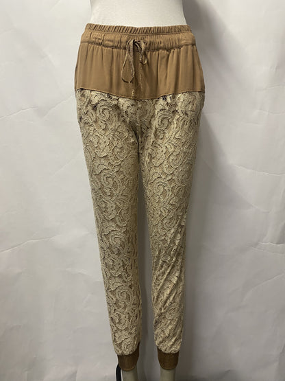 Atos Lombardini Brown Lace Jogger Trousers Size IT 40/8 BNWT