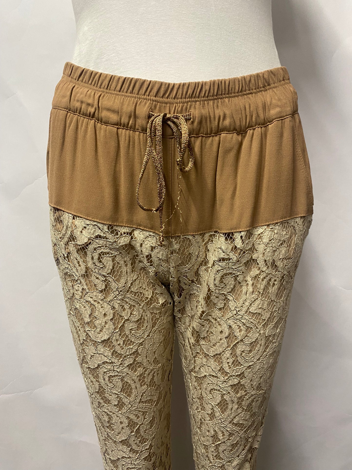 Atos Lombardini Brown Lace Jogger Trousers Size IT 40/8 BNWT