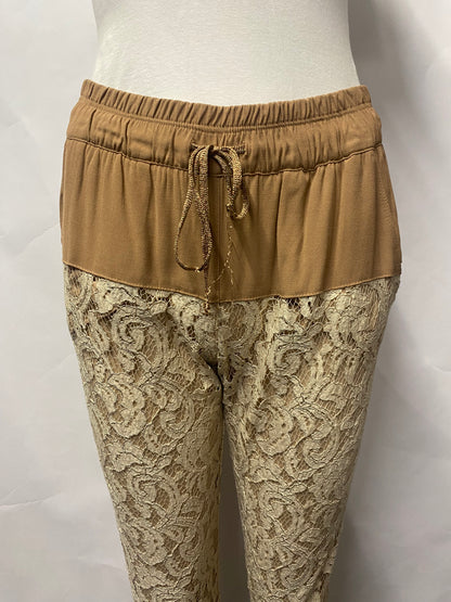 Atos Lombardini Brown Lace Jogger Trousers Size IT 40/8 BNWT