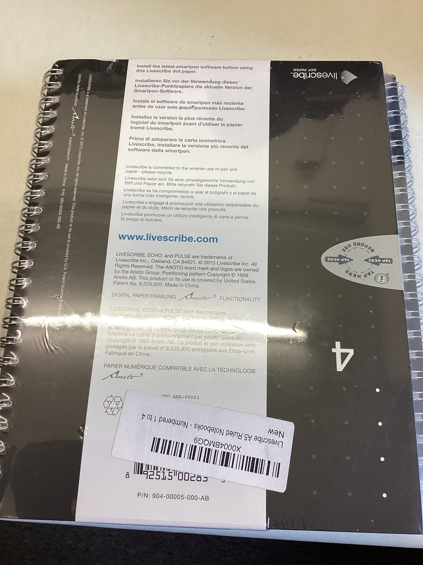 Livescribe Notepad A5 Four Pack College Ruled Notebook 1 to 4