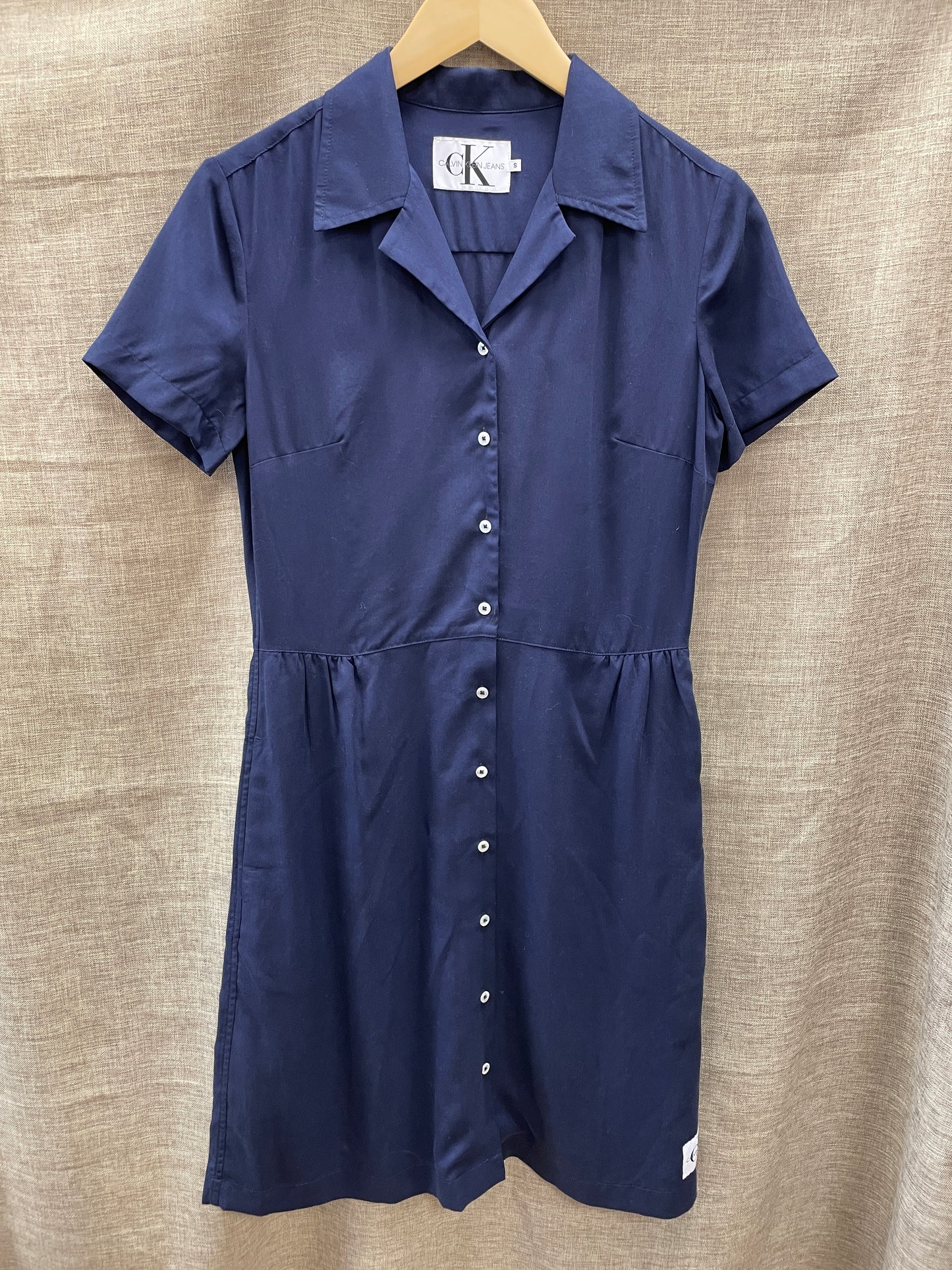 Calvin Klein CK Jeans Navy Blue Short Sleeve Shirt Dress Small